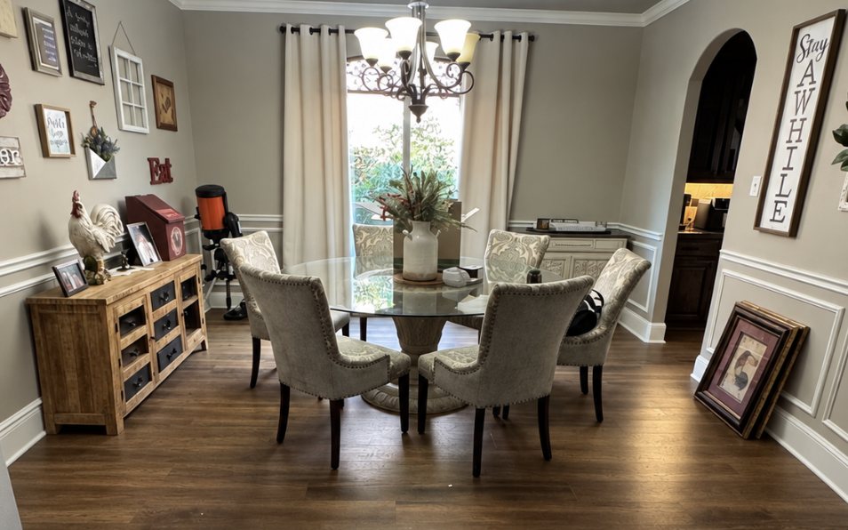 Decluttered dining room ready for real estate listing photos